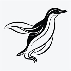 Fototapeta premium Adelie Penguin line art White background illustration Generative Ai