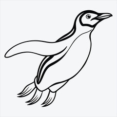 Fototapeta premium Adelie Penguin line art White background illustration Generative Ai