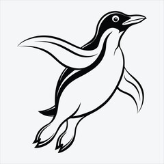 Fototapeta premium Adelie Penguin line art White background illustration Generative Ai