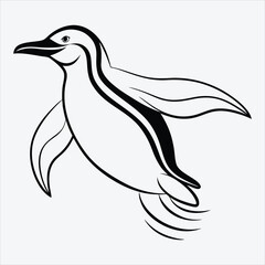 Fototapeta premium Adelie Penguin line art White background illustration Generative Ai