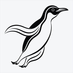 Obraz premium Adelie Penguin line art White background illustration Generative Ai
