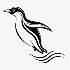 Fototapeta premium Adelie Penguin line art White background illustration Generative Ai