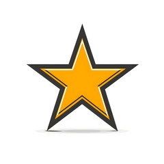 Fototapeta premium A bold yellow star with a black outline, standing out against a white background, symbolizing achievement and excellence.