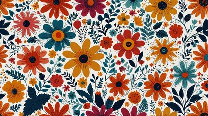 Fototapeta premium Funky floral illustration background