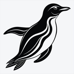 Obraz premium Adelie Penguin Silhouette White background illustration Generative Ai