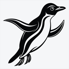 Obraz premium Adelie Penguin Silhouette White background illustration Generative Ai