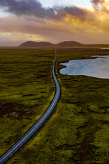 Iceland - A road through &THORN;ingvellir National Park