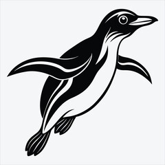 Adelie Penguin Silhouette White background illustration Generative Ai