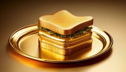 Expensive golden sandwich food with brown background around