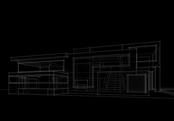 House sketch architectural 3d rendering