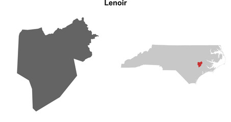 Lenoir County (North Carolina) blank outline map set