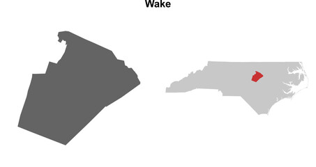 Wake County (North Carolina) blank outline map set