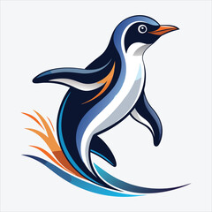 Naklejka premium Adelie Penguin vector White background illustration Generative Ai