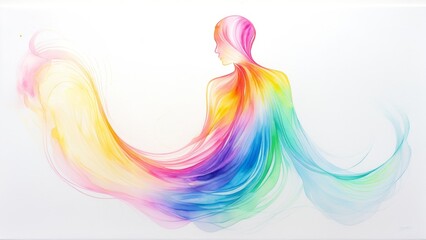Vibrant human silhouette with flowing multicolored aura