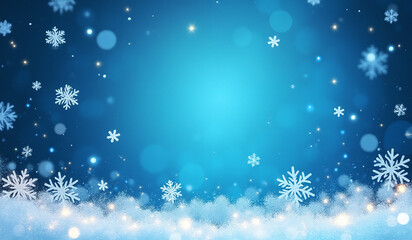 creates festive winter scene snowflakes lights blue backdrop banner style