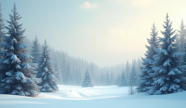 fir trees winter scenery create serene backdrop flyers posters invitations designs