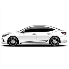 Fototapeta premium a minimalist car clipart, single line art, black vector, isolated on white background