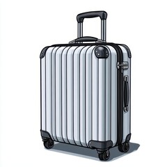 a modern suitcase clipart, clean line art, light gray, isolated on white background