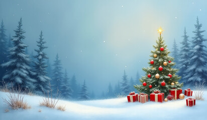 Fototapeta premium muted colors christmas soft blue artistic background create calming winter scene