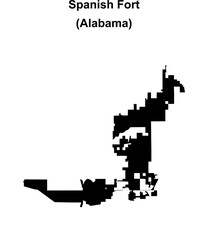 Fototapeta premium Spanish Fort (Alabama) blank outline map