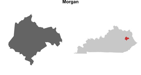 Fototapeta premium Morgan County (Kentucky) blank outline map set