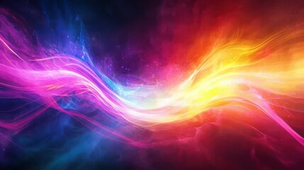 Naklejka premium A dynamic scene, a brilliant neon flare, colorful rays, a dynamic studio, a hologram display, a mystic beam, a stylish fantasy world, bright blurred waves.