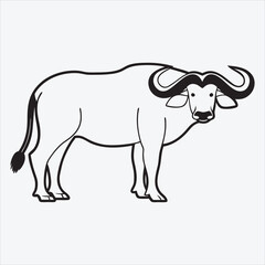 Fototapeta premium African Buffalo line art White background illustration Generative Ai