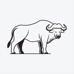 Fototapeta premium African Buffalo line art White background illustration Generative Ai