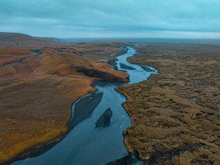 Drone Shot of Fjaðrárgljúfur Canyon’s Unique Geology, Iceland
