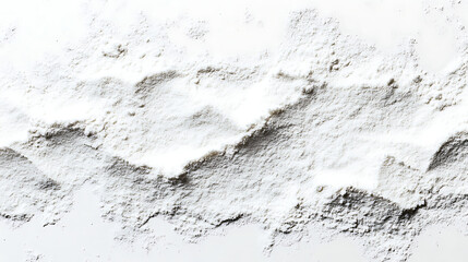 Fototapeta premium Realistic spread of flour on a white background, highlighting its fine, powdery texture and smooth appearance