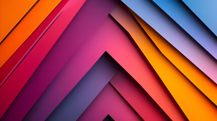Obraz premium A vibrant layered abstract featuring overlapping geometric patterns in shades of pink, purple, orange, and blue, creating a dynamic and modern design.