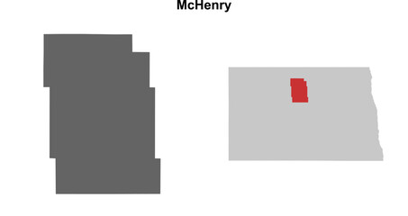 McHenry County (North Dakota) blank outline map set