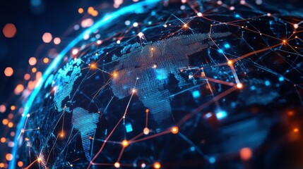 Obraz premium Ai generated background, neon coloured digital world in cyberspace, future energy power technology and internet connection in cyberspace
