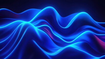 Obraz premium abstract blue neon background with glowing smooth wavy line
