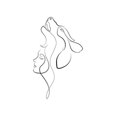 dog with women line art © Ashik