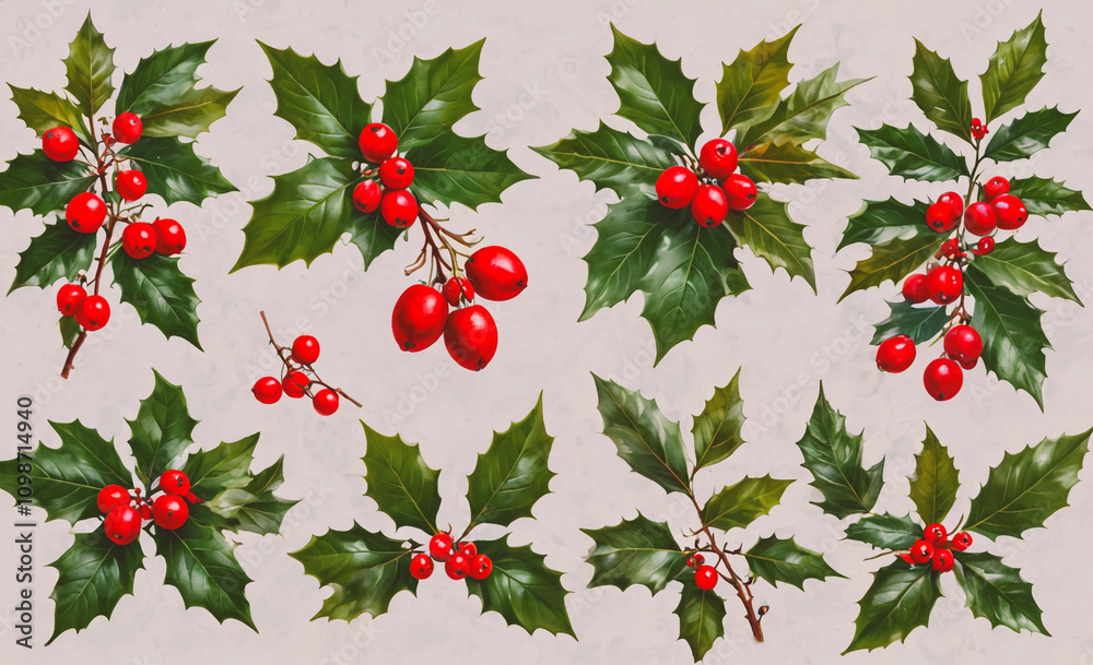 Poster a collection of red berries on a white background. the berries are clustered together and are of var