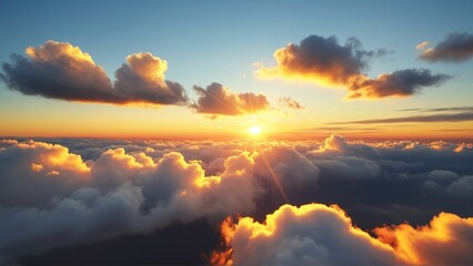 Fototapeta premium Stunning sunrise above clouds with vibrant colors