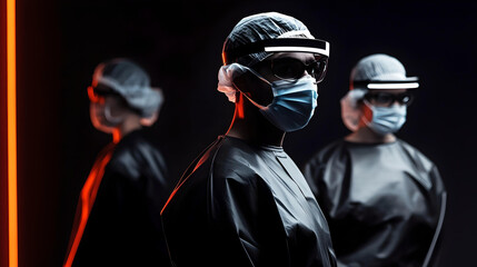 Obraz premium Futuristic surgeons in advanced protective gear 