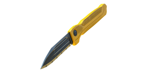 Yellow Pocket Knife 3D Isolated on Transparent Background