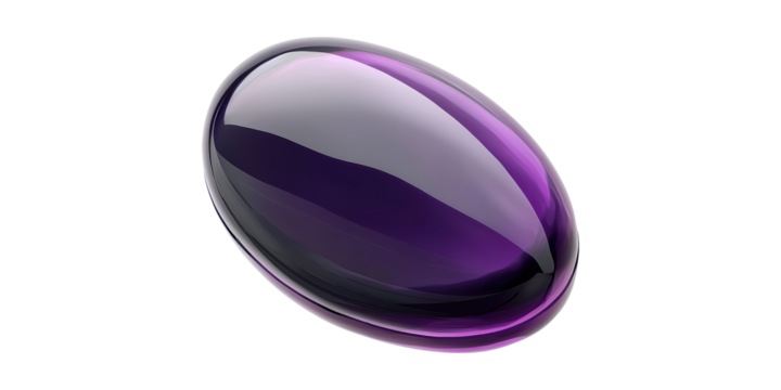 Purple Oval Gemstone 3D Isolated on Transparent Background