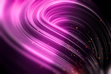 Abstract geometric curved and waves shape with light particles effects 3d render background