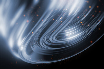 Geometric shape with light particles effects 3d render