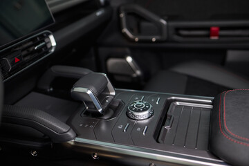 Macro shot of a car gear lever an essential auto part