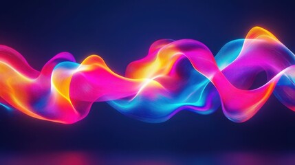 Fototapeta premium abstract background, waving glowing neon ribbon goes around. Minimalist colorful wallpaper