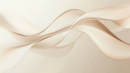 Obraz premium Abstract beige background of curvy ribbon floating. Modern minimal elegant wallpaper