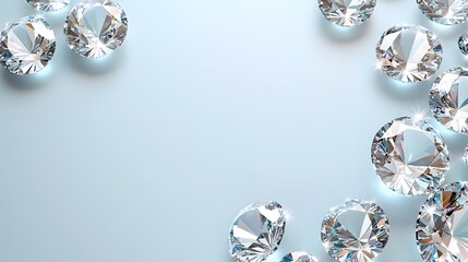 An elegant layout of polished jewels and radiant diamonds forming a frame around a blank space for messages.