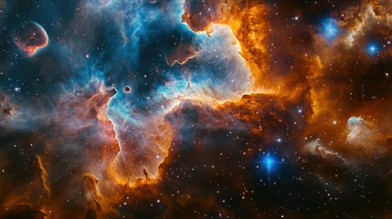 Fototapeta premium An astral dance of swirling galaxies, nebulas, and distant planets in the cosmos