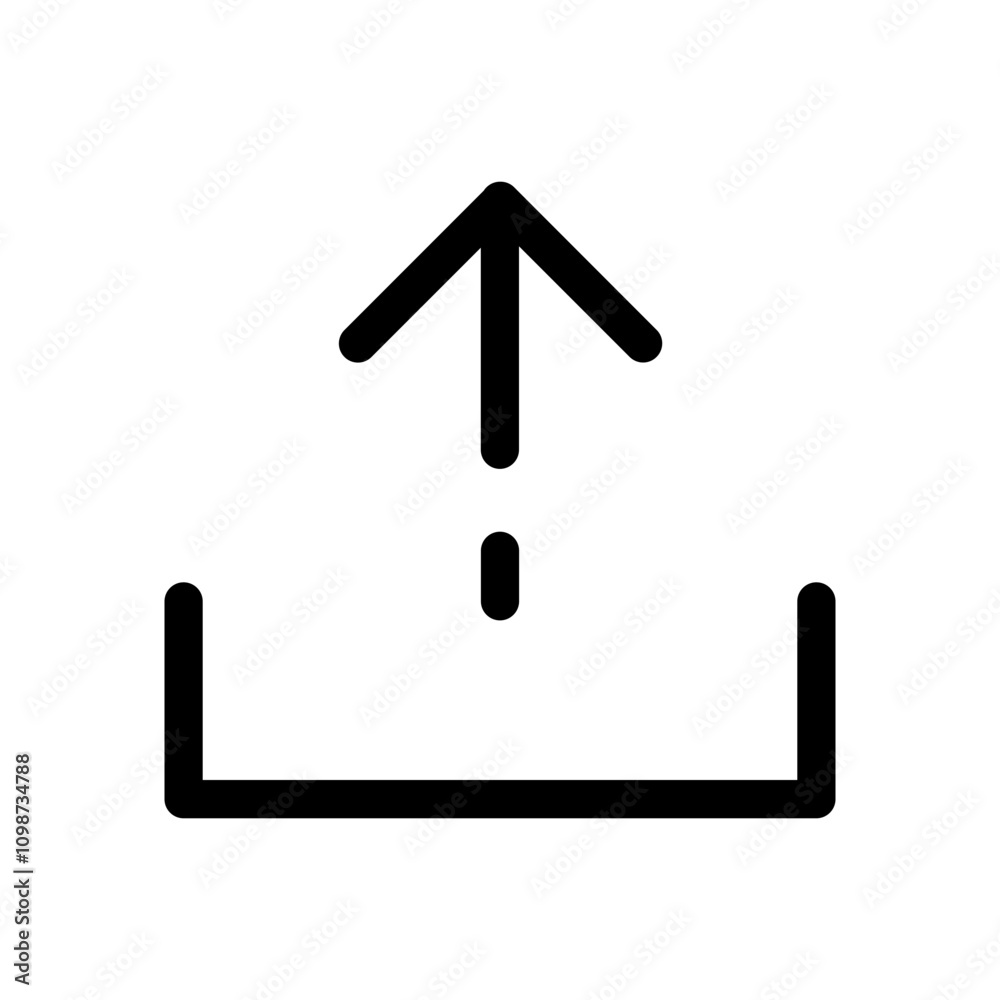 Poster upload icon symbol swipe up icon button. Scroll arrow up icon sign - uploading file icon button, send, export icons