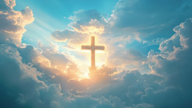 Cross Shape In Clouds - Risen - Jesus Ascends to Heaven Scene