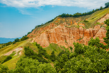 Red rocky slopes Rapa Rosie is a protected geological and floristic reservation area near Sebes...